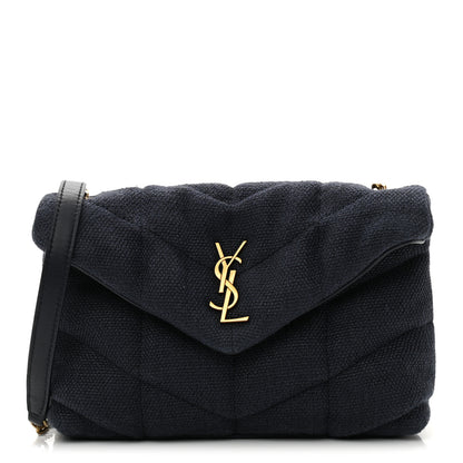 Saint Laurent Canvas Quilted Loulou Puffer Monogram Chain Satchel Marine 1 of 11