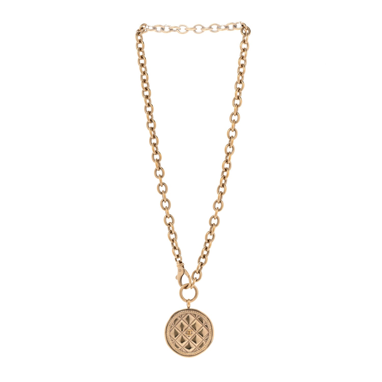 Chanel Quilted CC Pendant Chain Necklace Light Gold 3 of 5