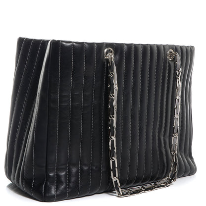 Chanel Lambskin Vertical Quilted Large Mademoiselle Tote Black 5 of 12