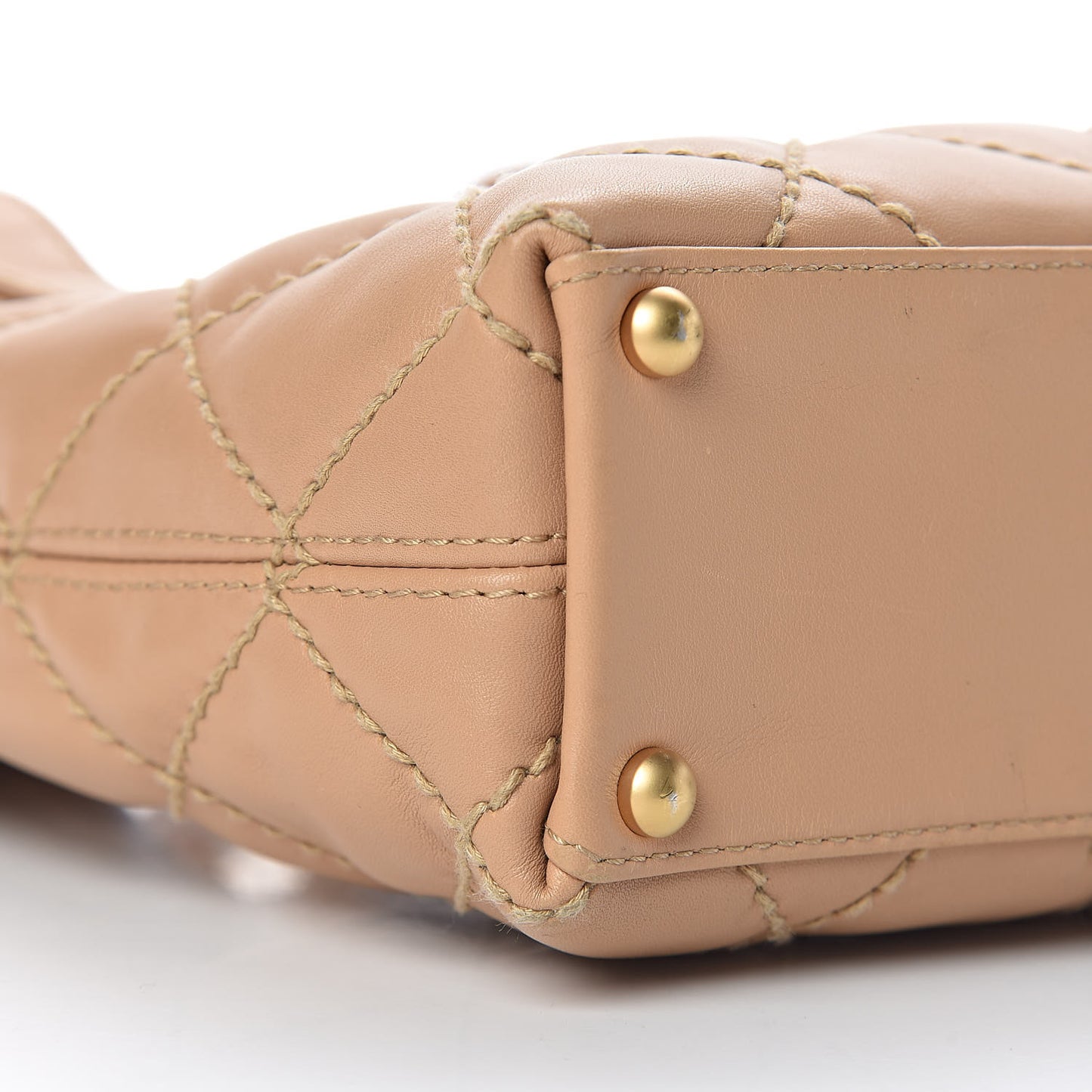 Calfskin Quilted Surpique Stitch Small Tote Beige