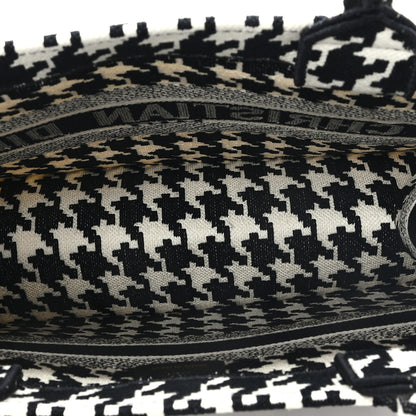 Christian Dior Canvas Macro Houndstooth Embroidered Medium Book Tote Black White 5 of 11