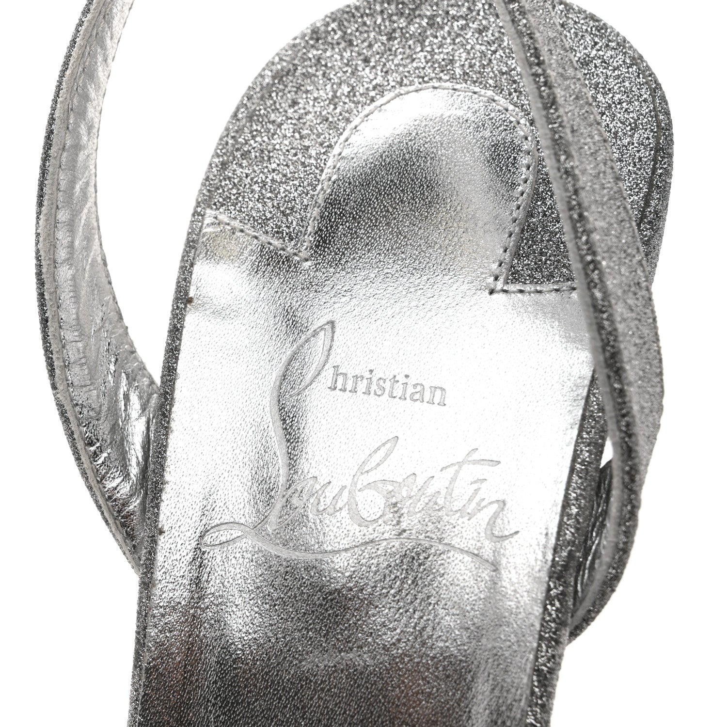 Christian Louboutin Glitter Emilie 100 Slingback Sandals 37 Silver 10 of 11