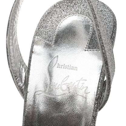 Christian Louboutin Glitter Emilie 100 Slingback Sandals 37 Silver 10 of 11