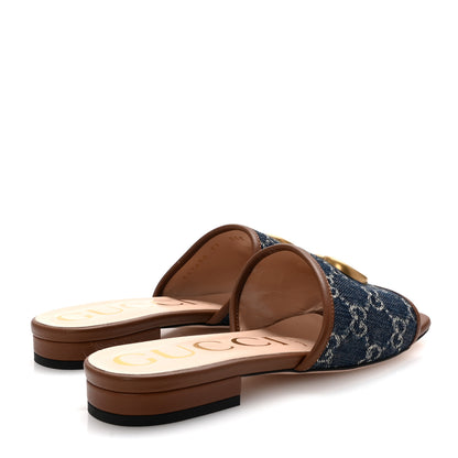 Gucci New Denim GG Monogram Miro Soft Calfskin Jolie Slide Sandals 37 Blue Tea Cuir Epilog 5 of 10