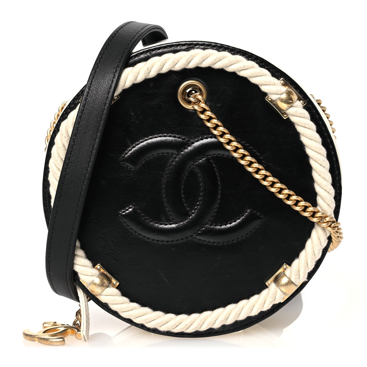 Chanel Crumpled Calfskin Cotton Small En Vogue Round Bag Black 1 of 13