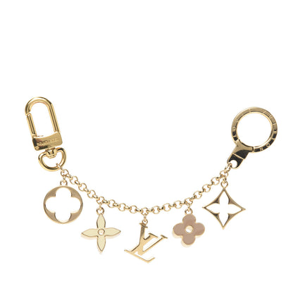 Louis Vuitton Brass Enamel Fleur De Monogram Bag Charm Chain Gold 1 of 3