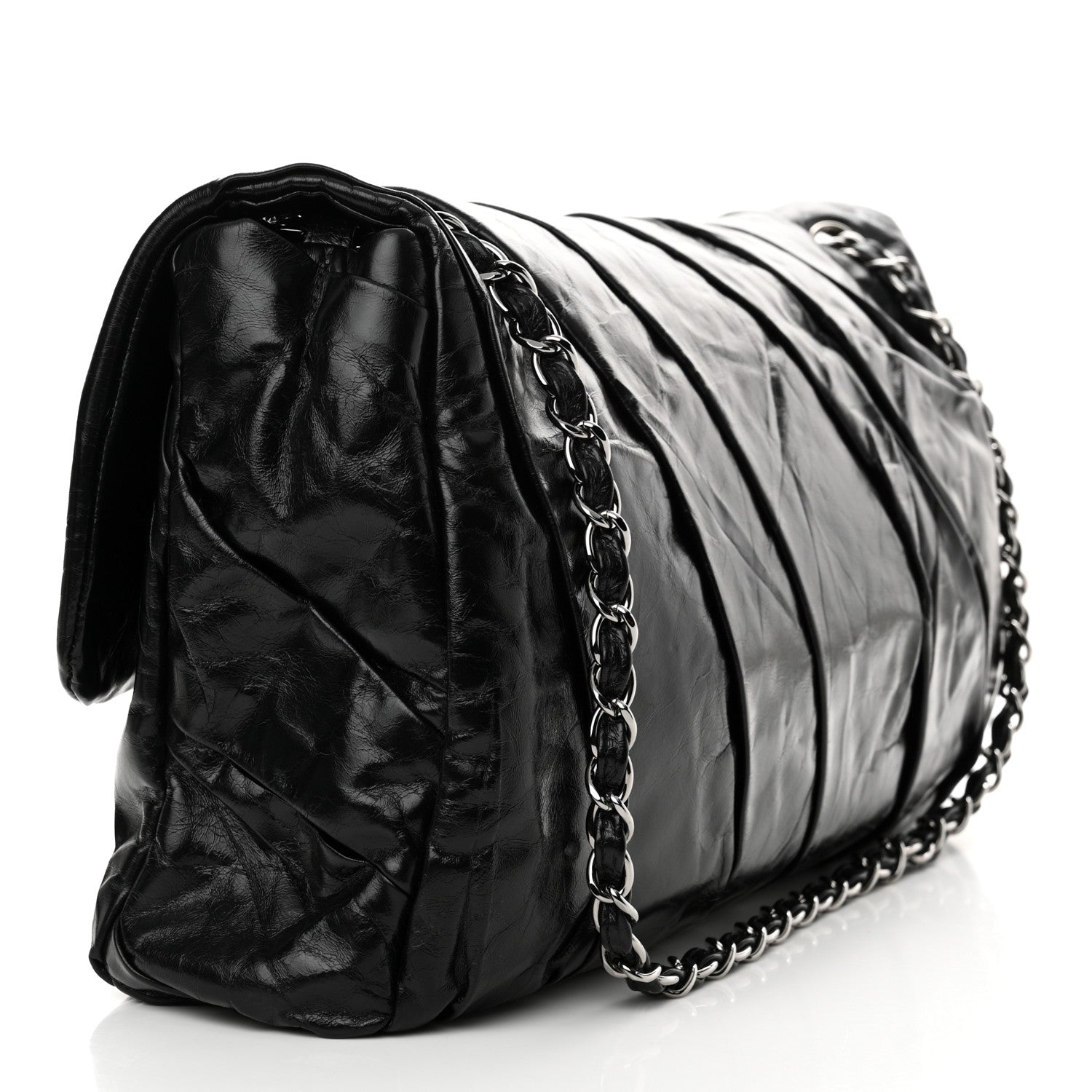Chanel Glazed Calfskin Twisted Maxi Flap Black 3 of 10
