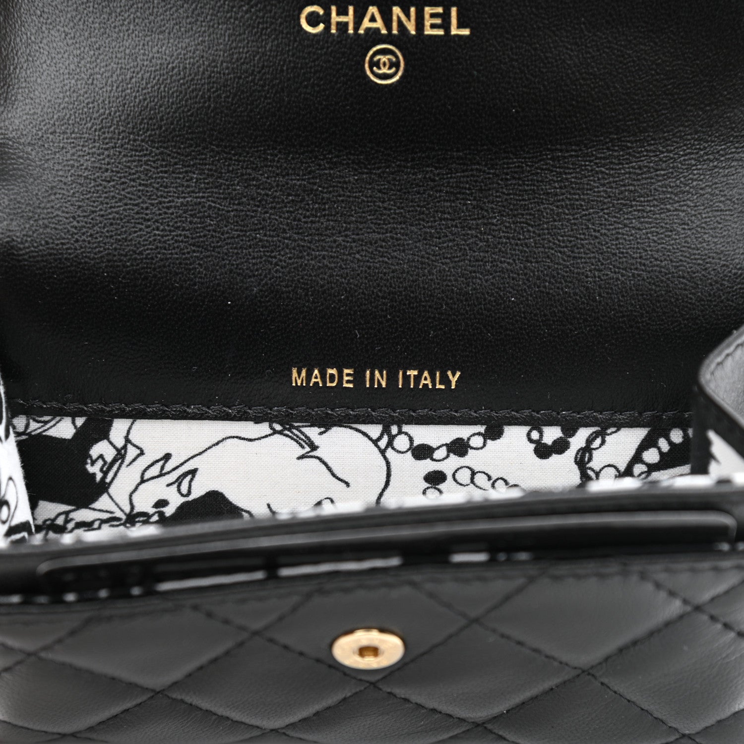 Chanel Lambskin Quilted Flap Card Holder Wallet Black 7 of 9