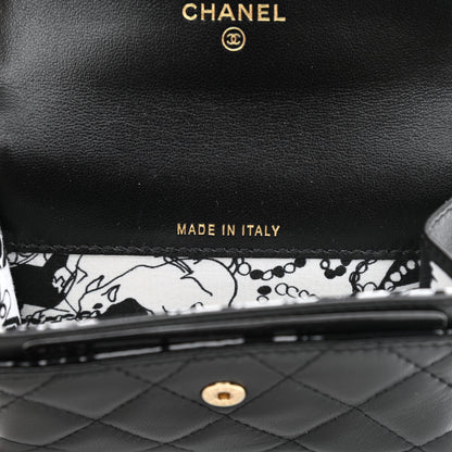 Chanel Lambskin Quilted Flap Card Holder Wallet Black 7 of 9