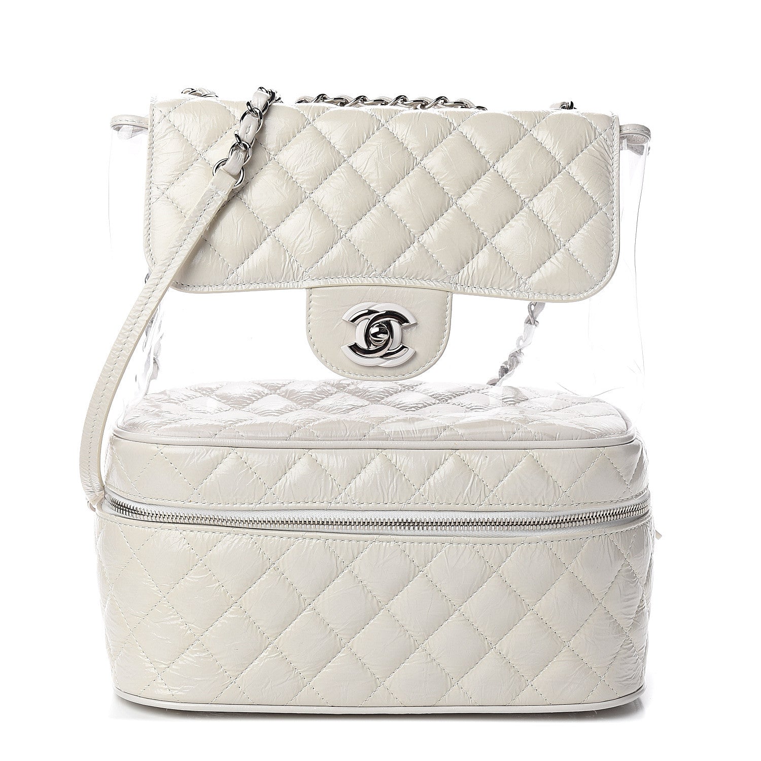 Chanel Crumpled Calfskin PVC Quilted Backpack White 1 of 12