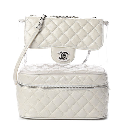 Chanel Crumpled Calfskin PVC Quilted Backpack White 1 of 12