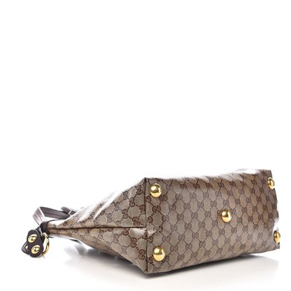 Gucci Crystal Monogram Small Babouska Tote Dark Brown 4 of 11