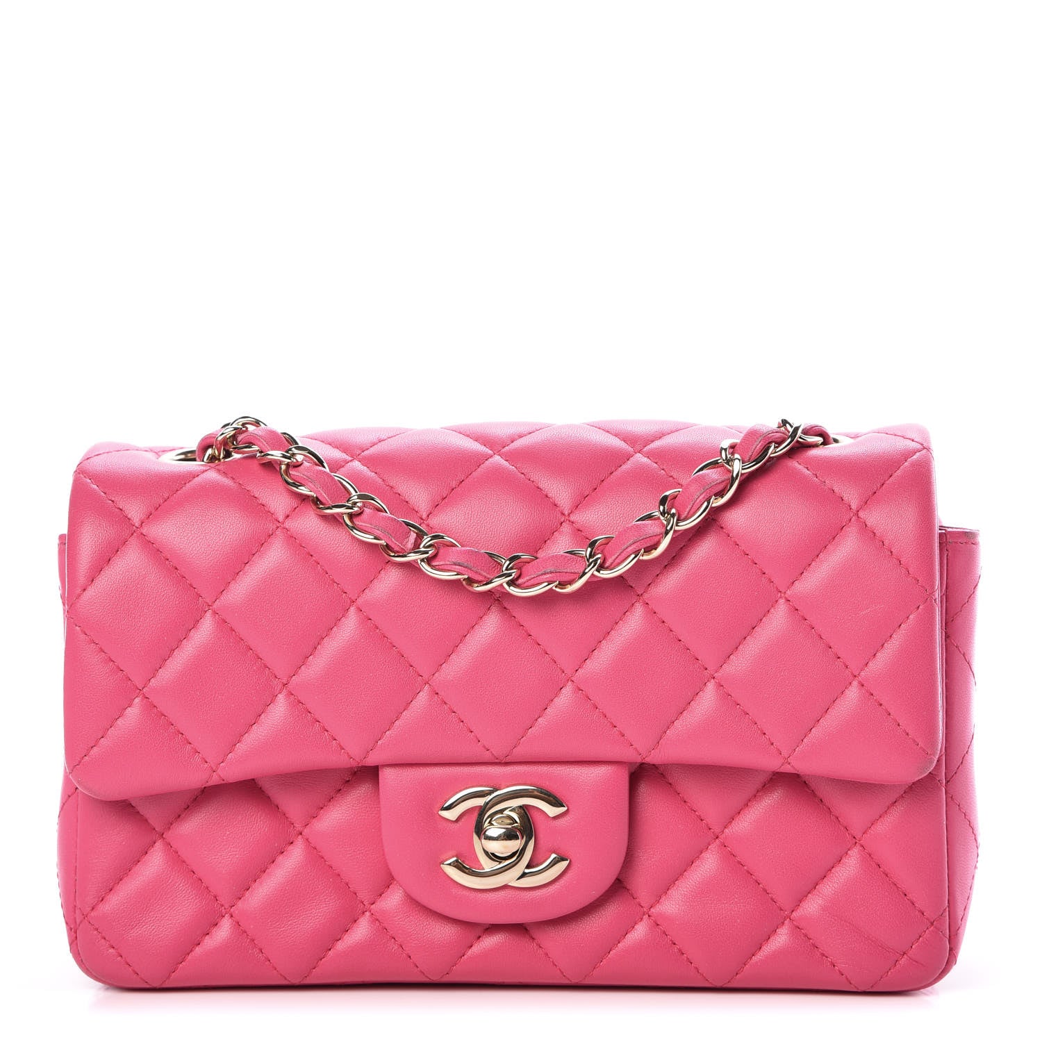 Chanel Lambskin Quilted Mini Rectangular Flap Dark Pink 1 of 11