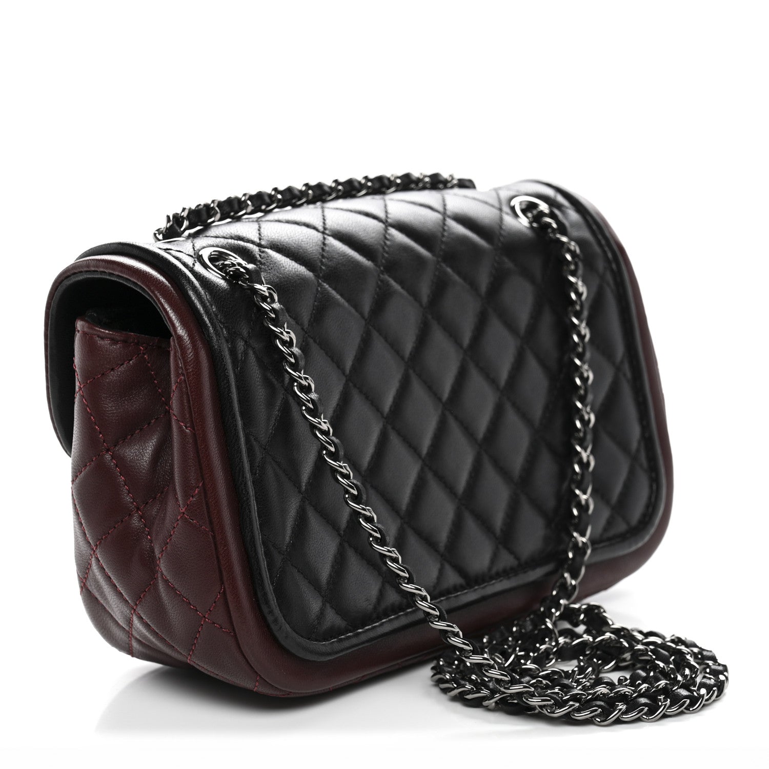 Chanel Lambskin Classic Twist Mini Rectangular Flap Black Burgundy 3 of 13
