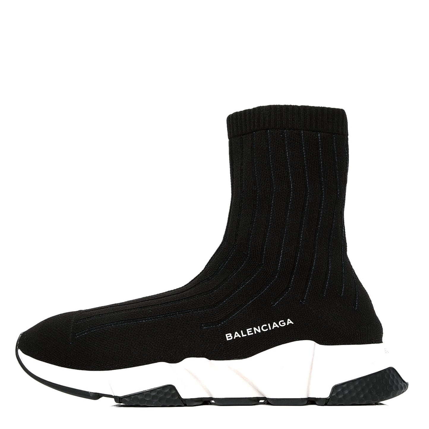 Ribbed Effect Knit Hi Speed Sneakers 42 Black Bleu