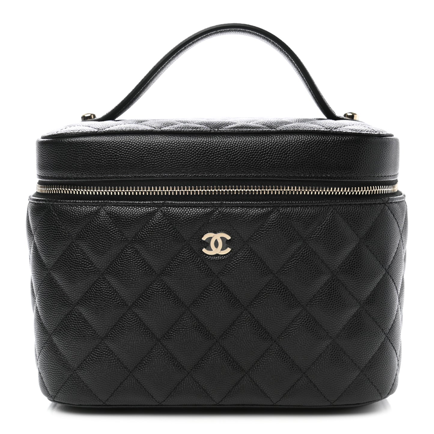 Caviar Quilted Large Vanity Pouch Black