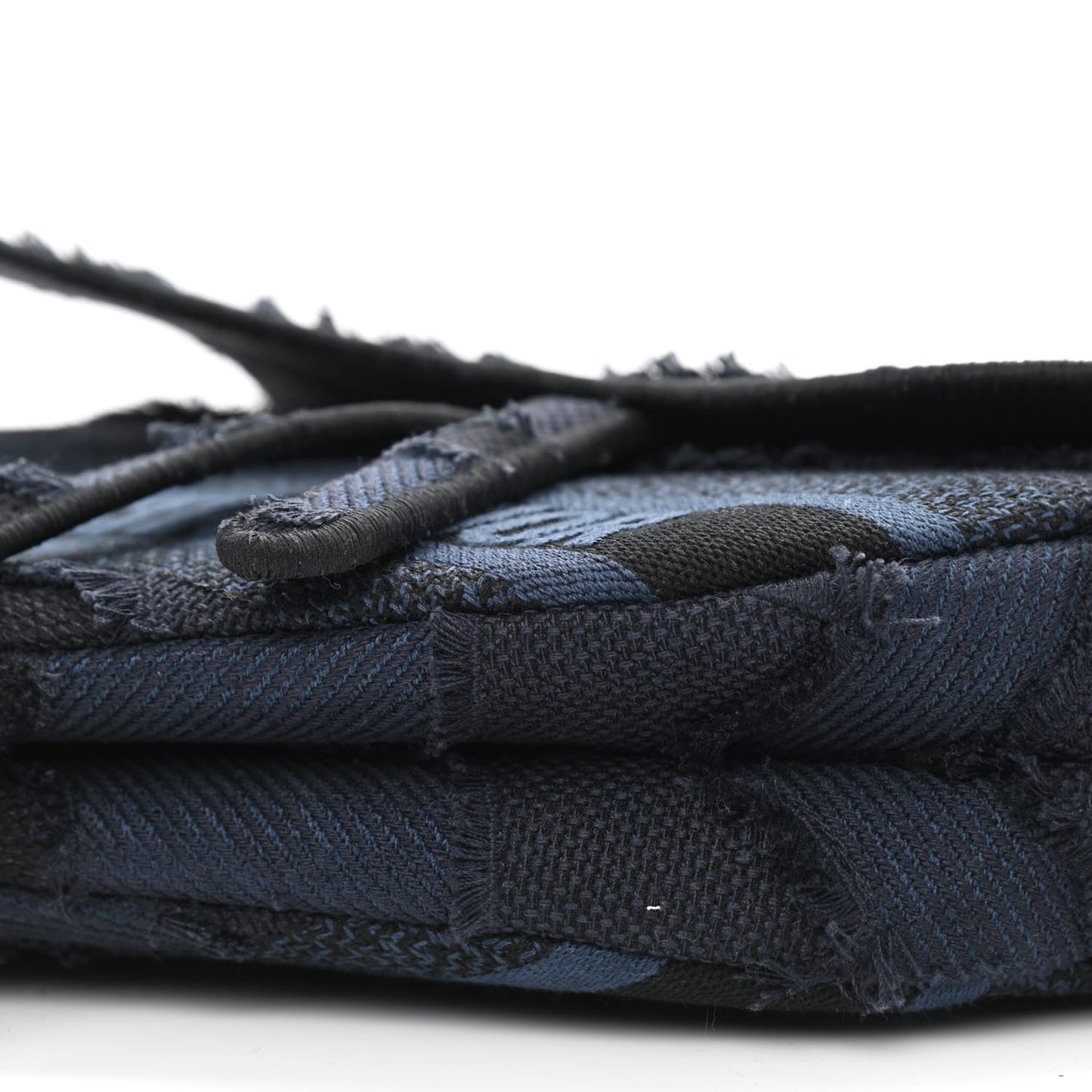 Canvas Embroidered Camouflage Saddle Bag Blue