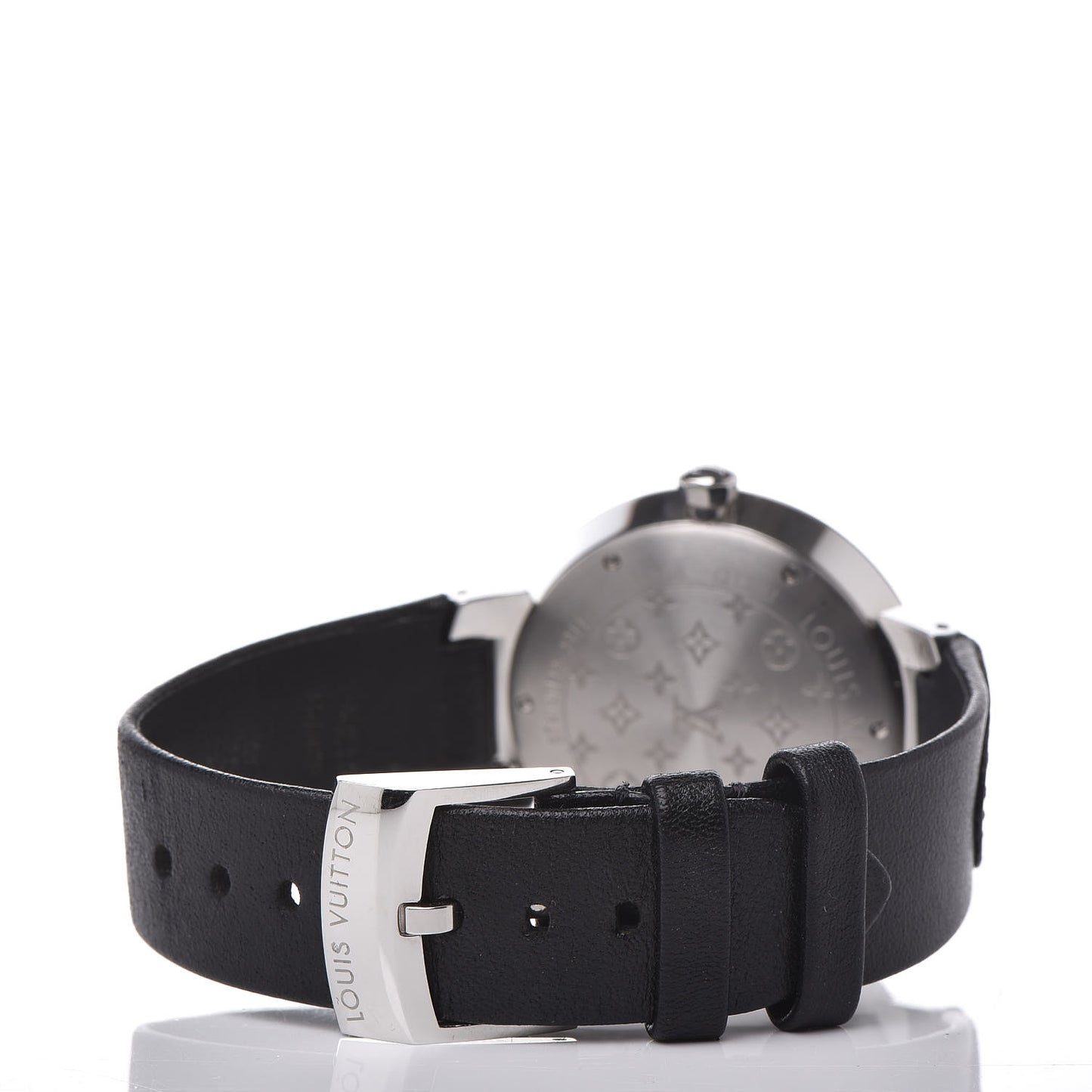 Stainless Steel Calfskin Diamond 33mm Tambour Slim Quartz Watch