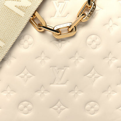 Louis Vuitton Lambskin Embossed Monogram Coussin PM Cream 9 of 12