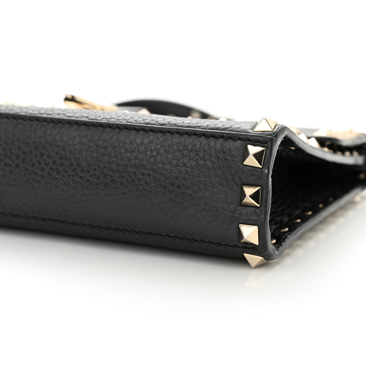 VALENTINO GARAVANI Pebbled Calfskin Medium Rockstud Flip Lock Crossbody Bag Black