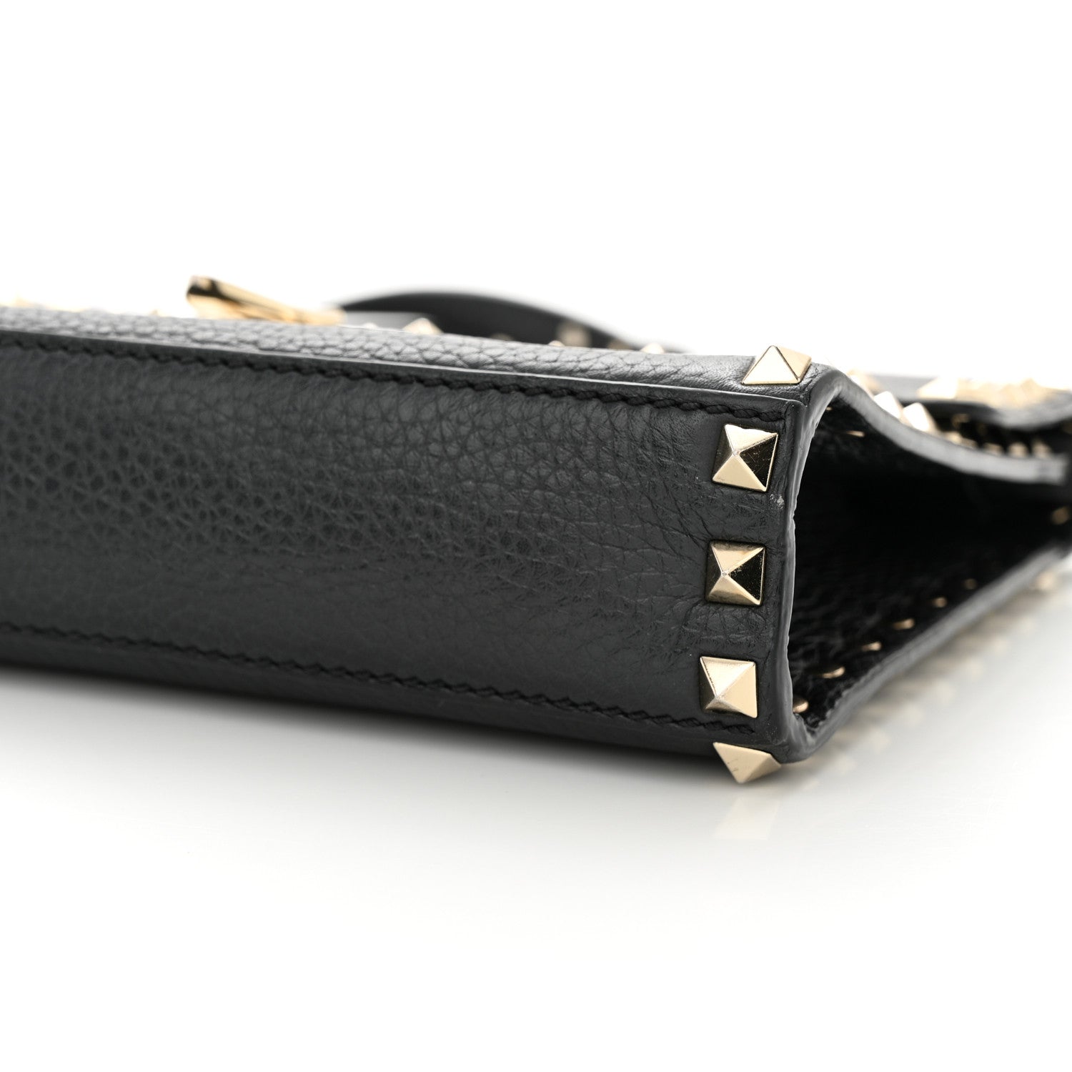 Valentino Garavani VALENTINO GARAVANI Pebbled Calfskin Medium Rockstud Flip Lock Crossbody Bag Black 9 of 10