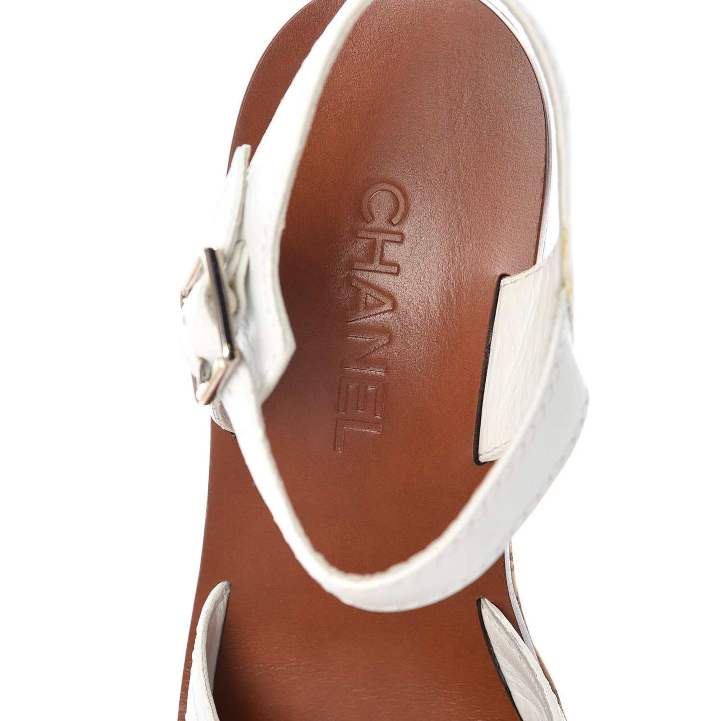 Calfskin Cork CC Sandals 37 White