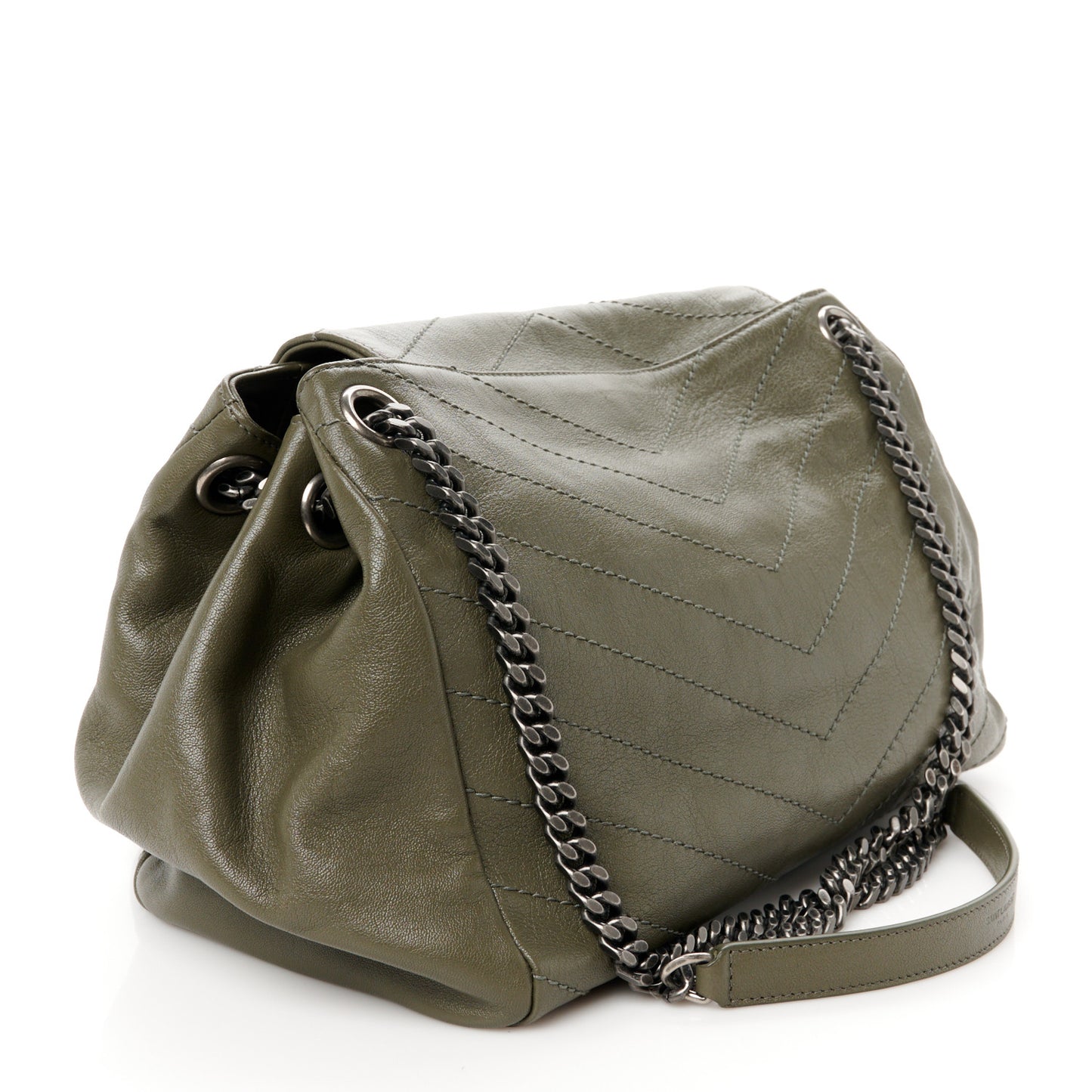 Vintage Lambskin Chevron Monogram Medium Nolita Military Olive