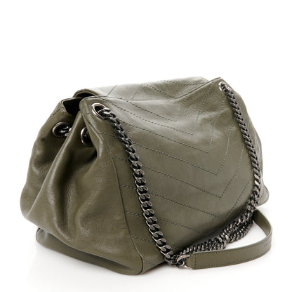Saint Laurent Vintage Lambskin Chevron Monogram Medium Nolita Military Olive 3 of 10