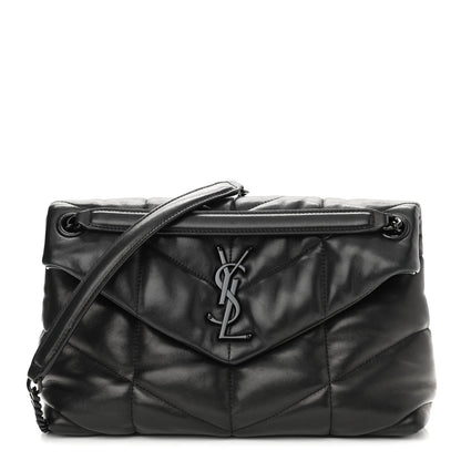 Saint Laurent Lambskin Quilted Small Loulou Puffer Monogram Chain Satchel Black 1 of 10