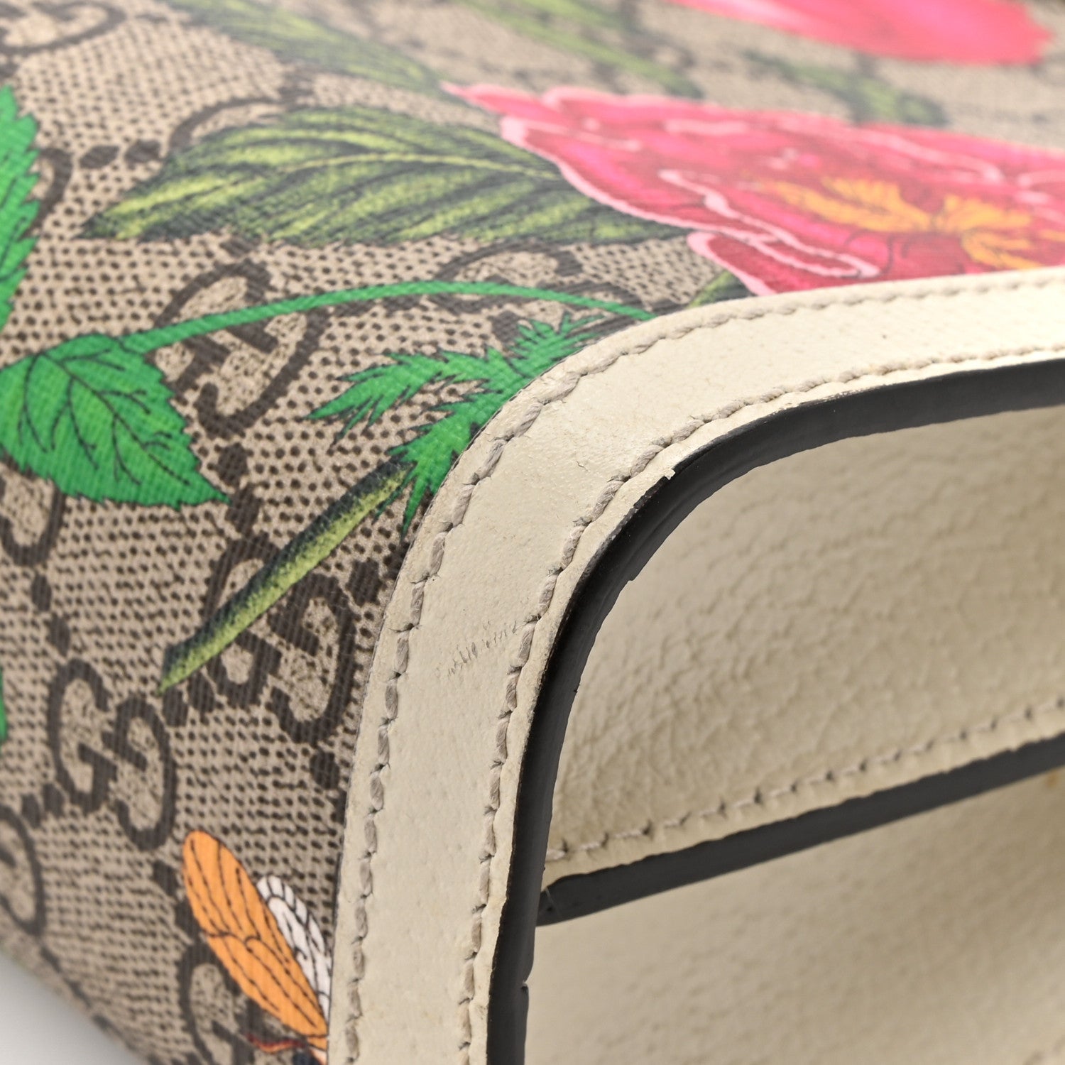 Gucci GG Supreme Monogram Flora Web Small Ophidia Chain Shoulder Bag White 12 of 17