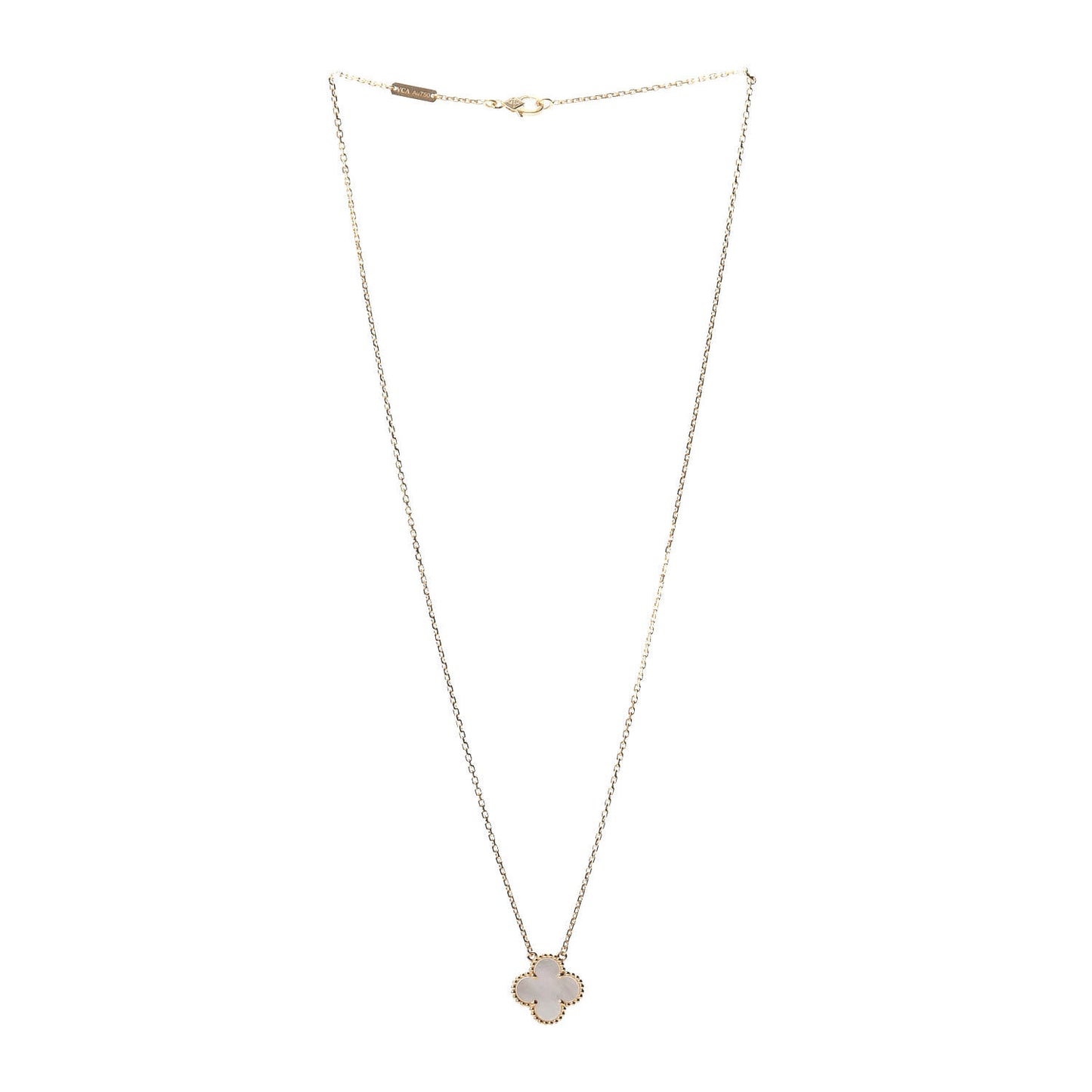 18K Yellow Gold Mother of Pearl Vintage Alhambra Pendant Necklace