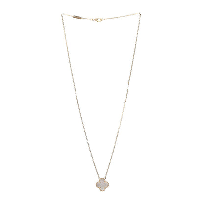 Van Cleef & Arpels 18K Yellow Gold Mother of Pearl Vintage Alhambra Pendant Necklace 3 of 4