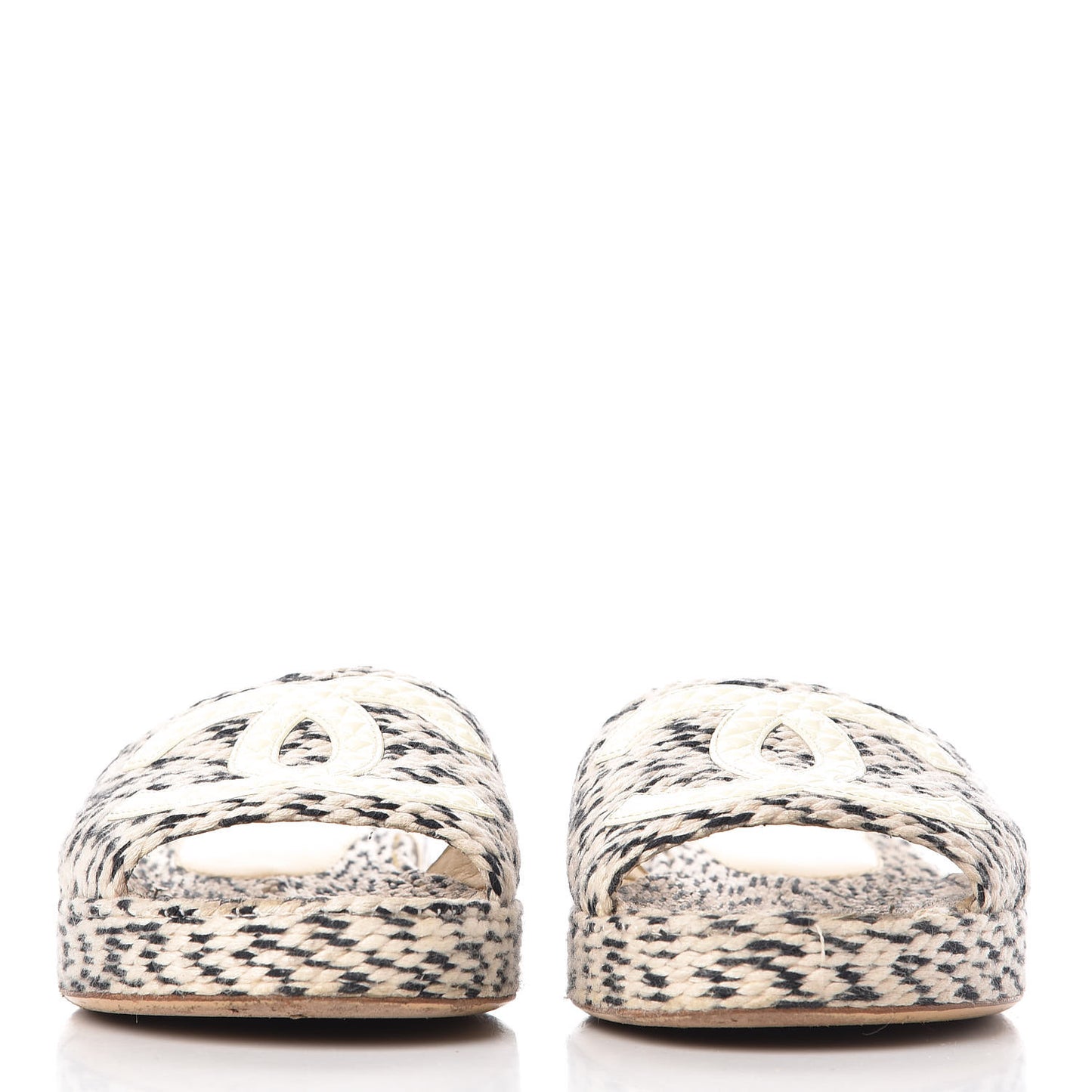 Cord CC Espadrille Slip On Sandals 38 Beige Black