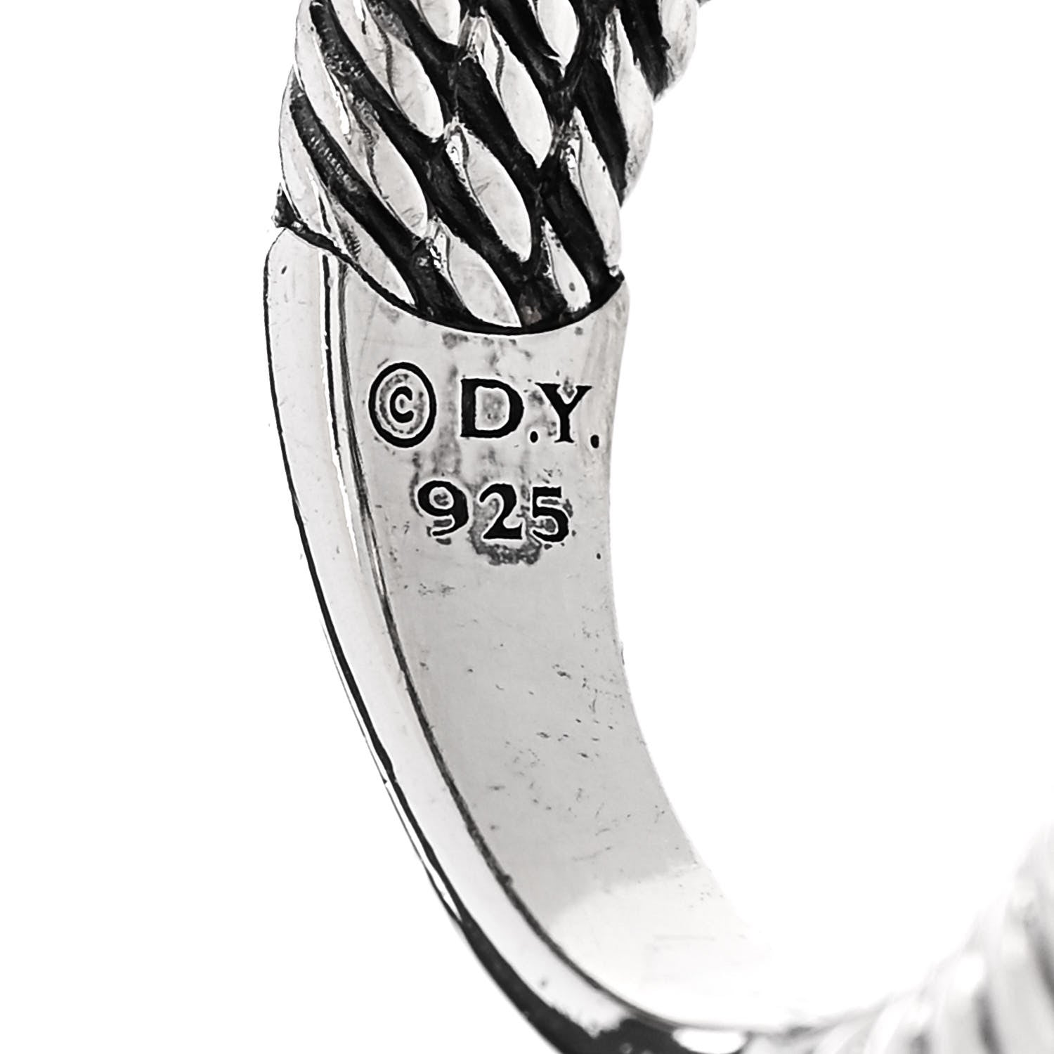 David Yurman Sterling Silver Diamond Freshwater Cultured Pearl Cable Crossover Ring 57 8 5 of 5