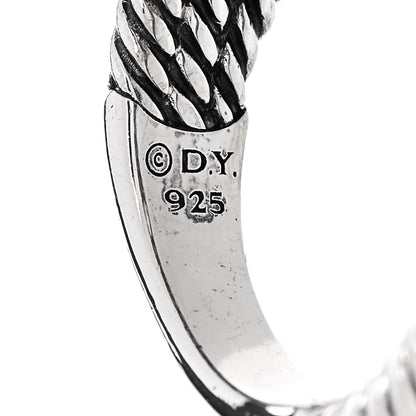 David Yurman Sterling Silver Diamond Freshwater Cultured Pearl Cable Crossover Ring 57 8 5 of 5