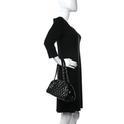 Chanel Patent Quilted Small Just Mademoiselle Bowling Bag Black 3 of 11