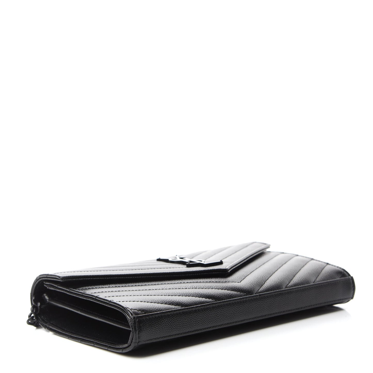 Grain De Poudre Matelasse Chevron Monogram Chain Wallet Black