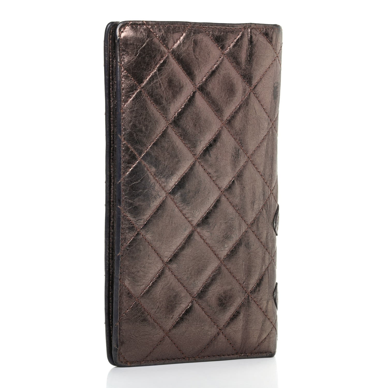 Chanel Aged Calfskin Quilted Cambon Yen Wallet Bronze 2 of 4