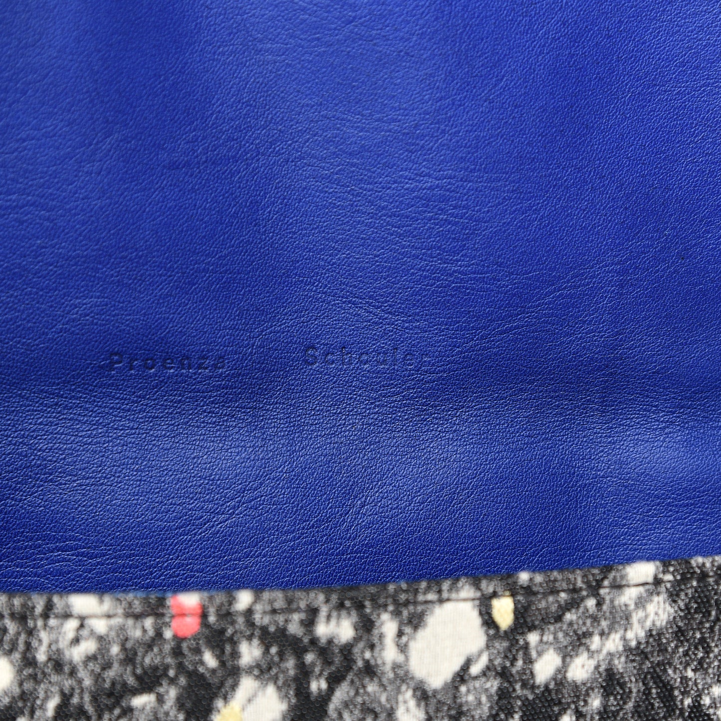 Canvas Carpet Print Lambskin Small Lunch Bag Clutch Charcoal Electric Blue