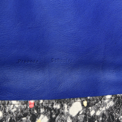 Proenza Schouler Canvas Carpet Print Lambskin Small Lunch Bag Clutch Charcoal Electric Blue 6 of 7
