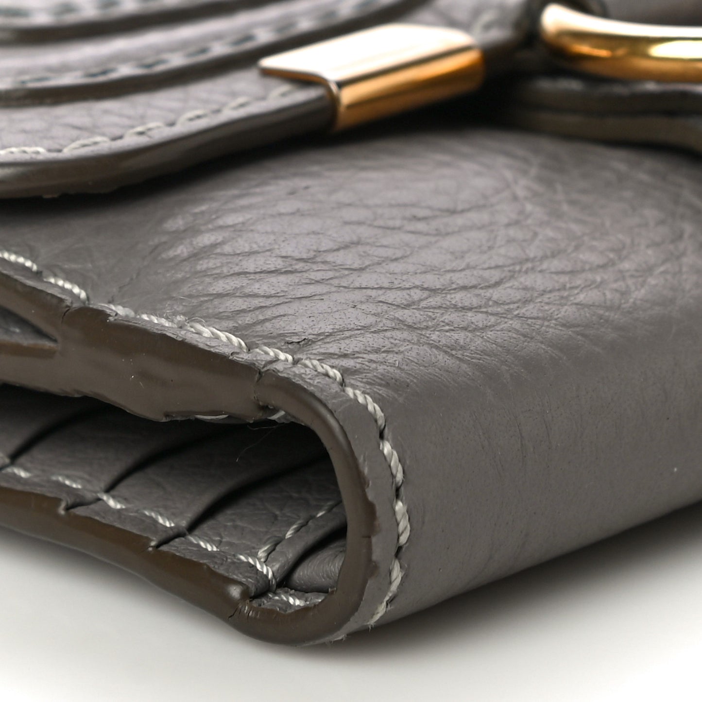 Grained Calfskin Marcie Square Wallet Cashmere Grey
