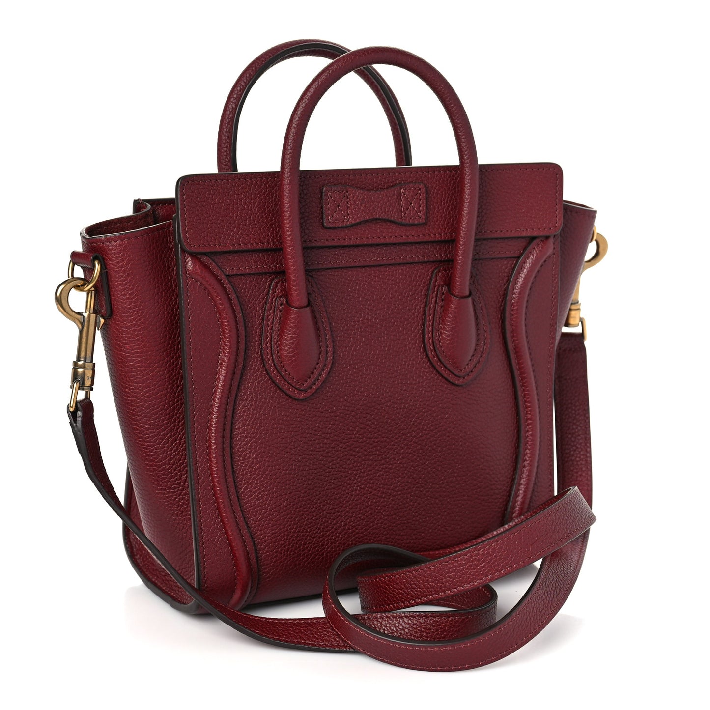 Drummed Calfskin Nano Luggage Light Burgundy
