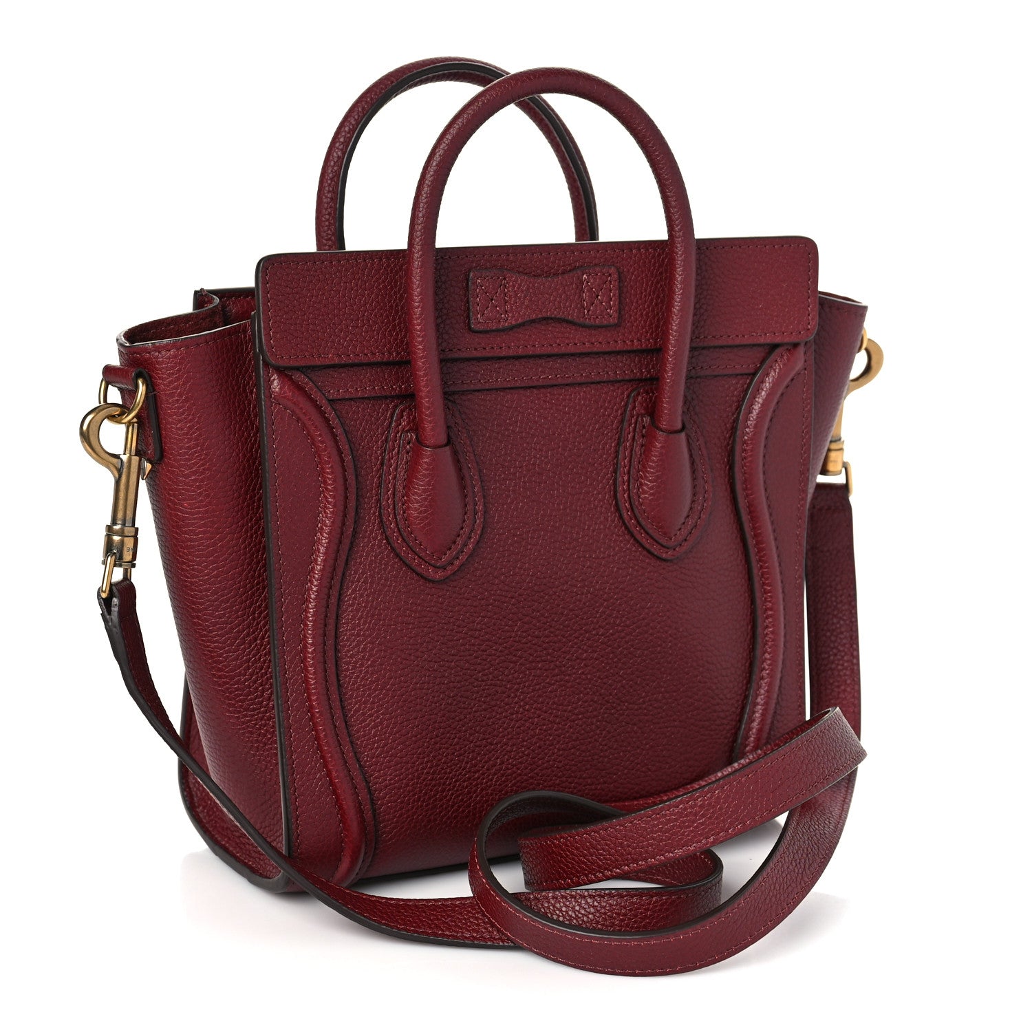Celine Drummed Calfskin Nano Luggage Light Burgundy 2 of 7
