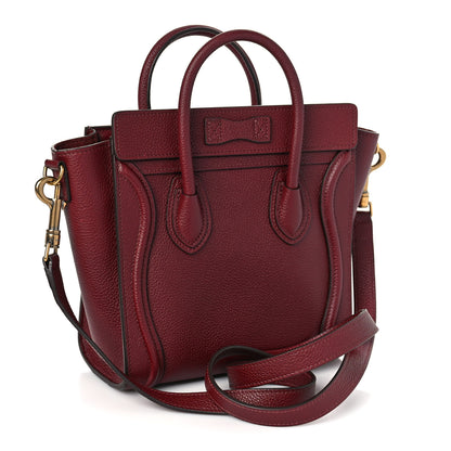 Celine Drummed Calfskin Nano Luggage Light Burgundy 2 of 7