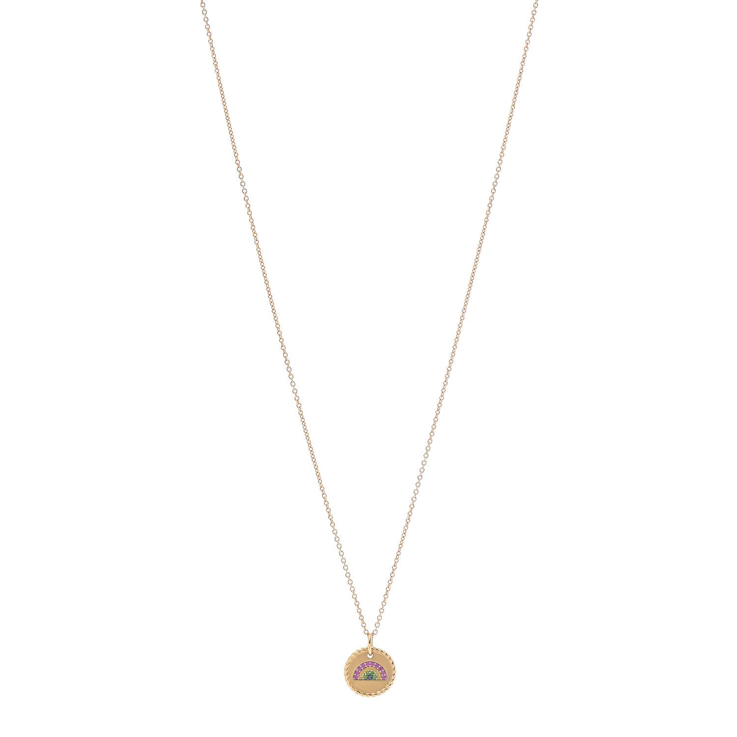 David Yurman 18K Yellow Gold Pink Yellow Blue Sapphire Tsavorite Collectibles Rainbow Pendant Necklace 1 of 7