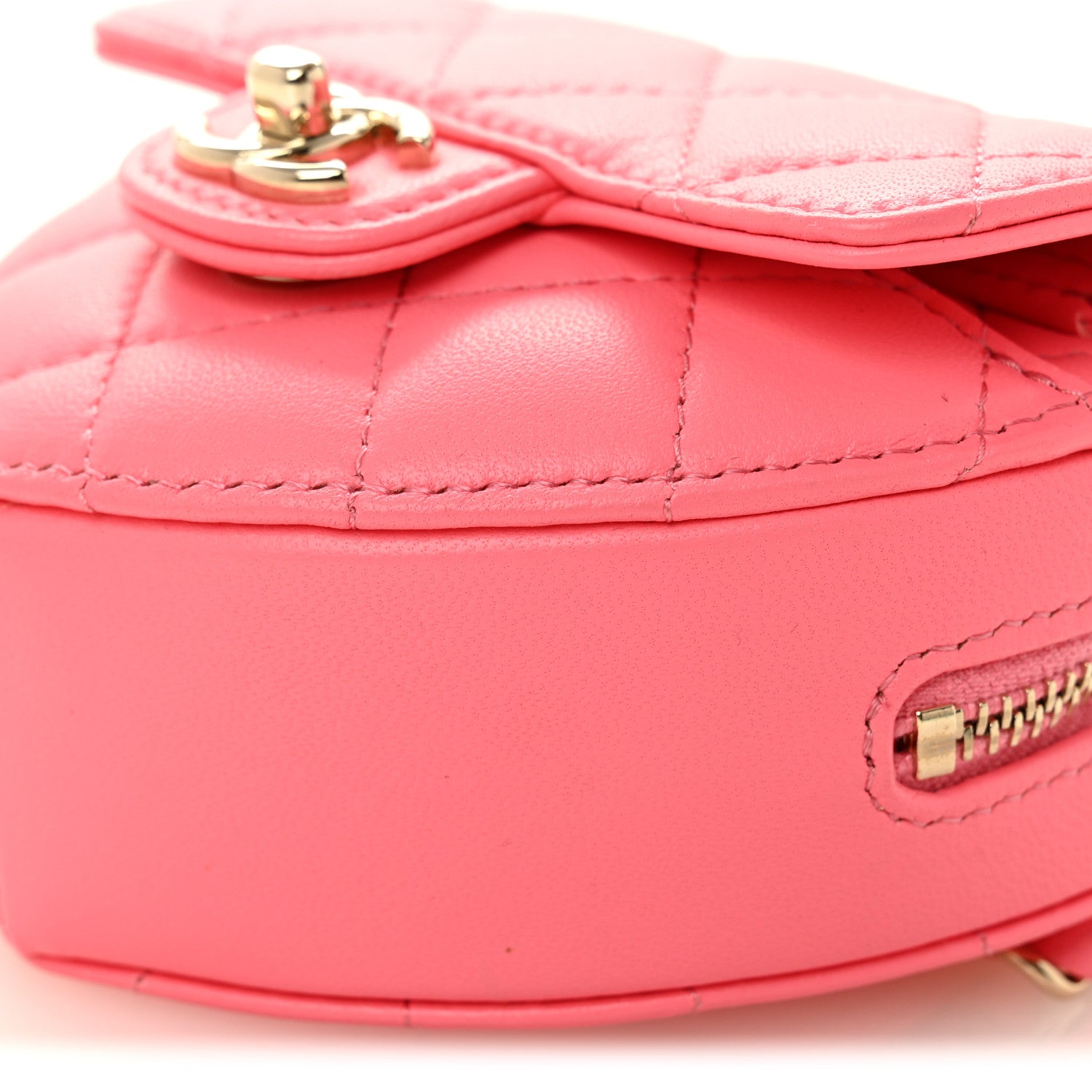 Chanel Lambskin Quilted CC In Love Heart Waist Belt Bag With Chain Pink 10 of 11