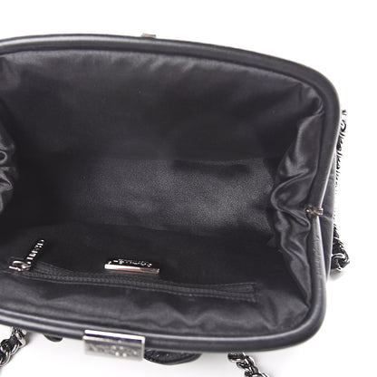 Chanel Distressed Lambskin Paris NY Framed Pleated Pouch Bag Black 4 of 9