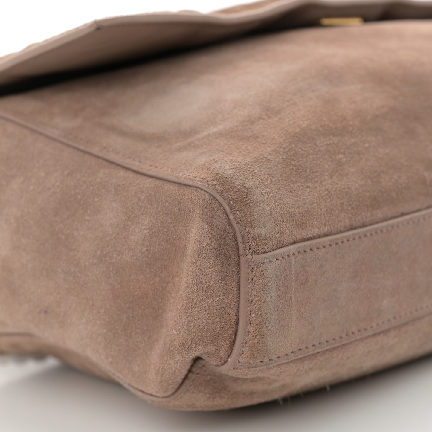 Smooth Calfskin Suede Medium Reversible Monogram Kate Satchel Taupe