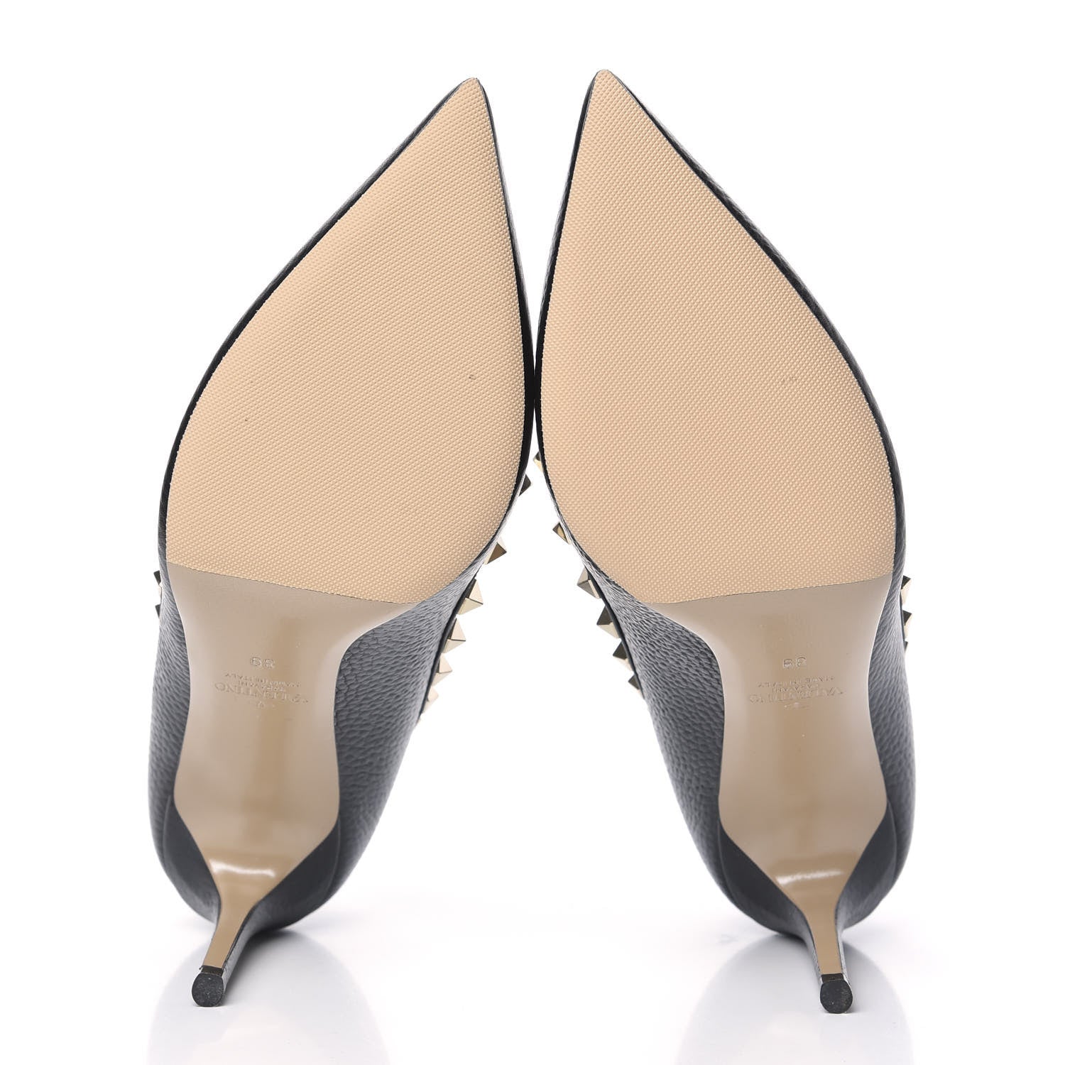 Valentino Garavani Pebbled Calfskin Rockstud 85mm Pumps 39 Black 5 of 8