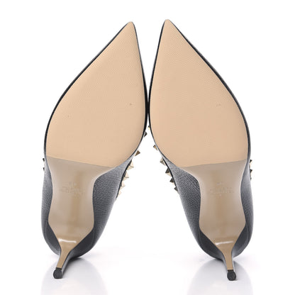 Valentino Garavani Pebbled Calfskin Rockstud 85mm Pumps 39 Black 5 of 8